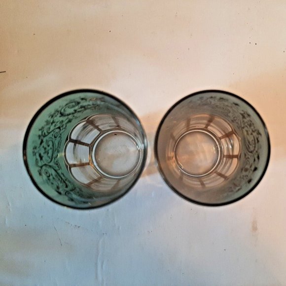 2 Moroccan Tea Glasses Missary Paris Green and Gold Juice Paisley - Picture 6 of 12